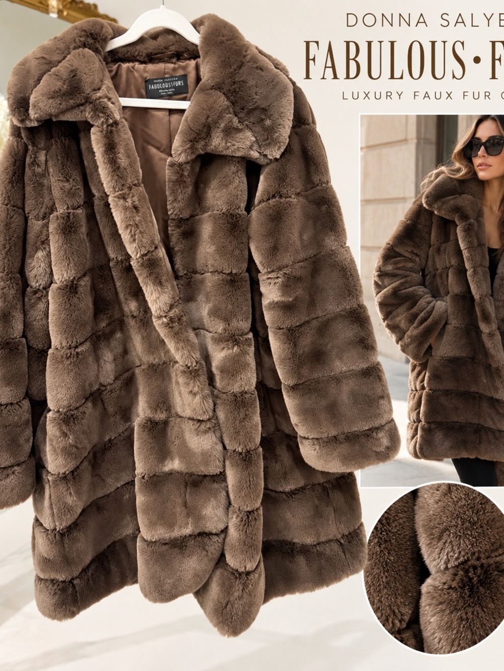 Fabulous Furs Chocolate Brown Faux Fur Coat